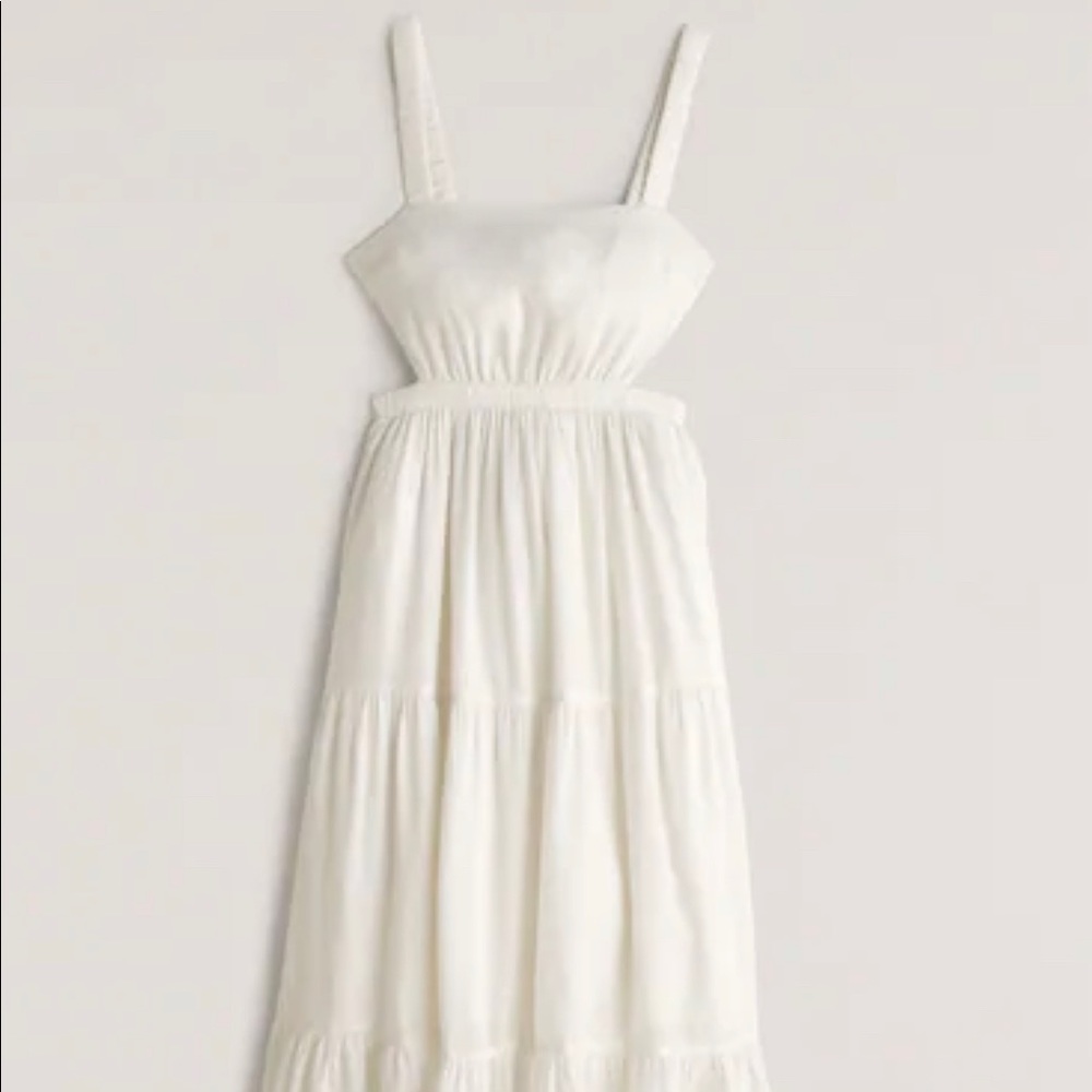 Abercrombie White Linen Blend Cutout Maxi Dress Medium